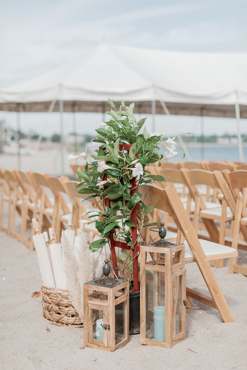 beach chairs at Connecticut wedding