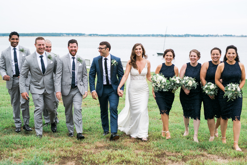 navy wedding party in Connecticut
